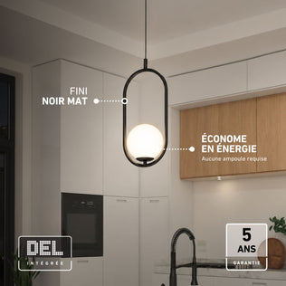 The Artika Bloom mid-century LED pendant light features a matte black finish, energy efficiency, and a long lifespan for your kitchen.