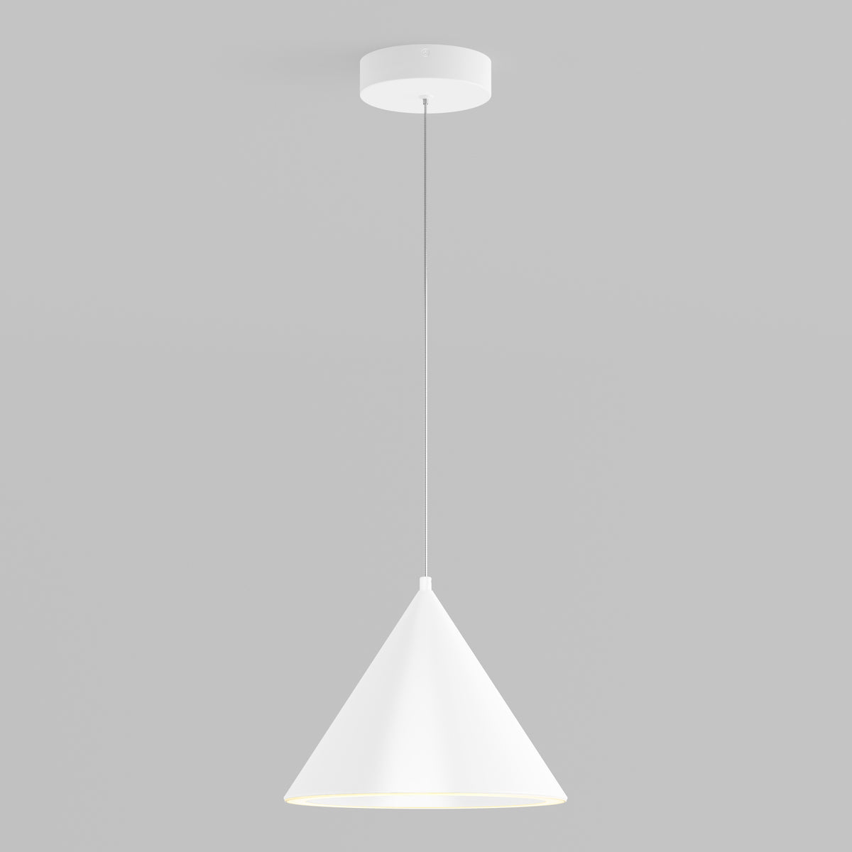 Artika’s Denali modern LED pendant light 3 CCT features a white cone shape and sleek cord, providing lasting light in any space.