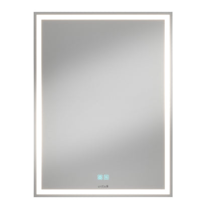 Artika Aurea 24″x31″ anti-fog LED mirror features dual touch controls and a luminous white border.