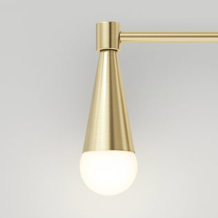 The Artika Wayden LED mid-century vanity light features a conical shade and glowing bulb, ideal for bathroom illumination.