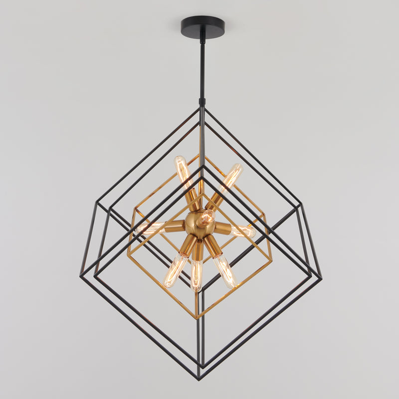 Imperium 9-light chandelier, Black and Gold
