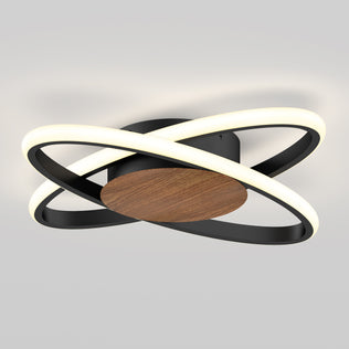 The Artika Atomic 15 in. Modern LED ceiling light features dual rings, wood base, and 5 adjustable color temperatures.
