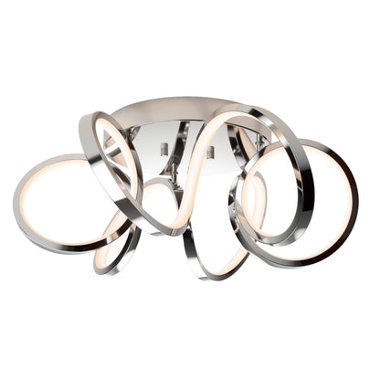The Artika Swirl Ribbon LED flush mount light features intertwined chrome loops with built-in LEDs for a modern look. This dimmable ceiling fixture delivers stylish, adjustable lighting and an artistic touch to any space.
