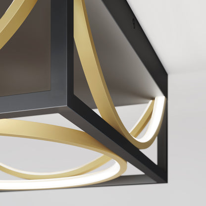 Artika Luxury 13 in. Modern LED Flush Mount Ceiling Light with black frame and gold accents, featuring integrated LED on white ceiling.