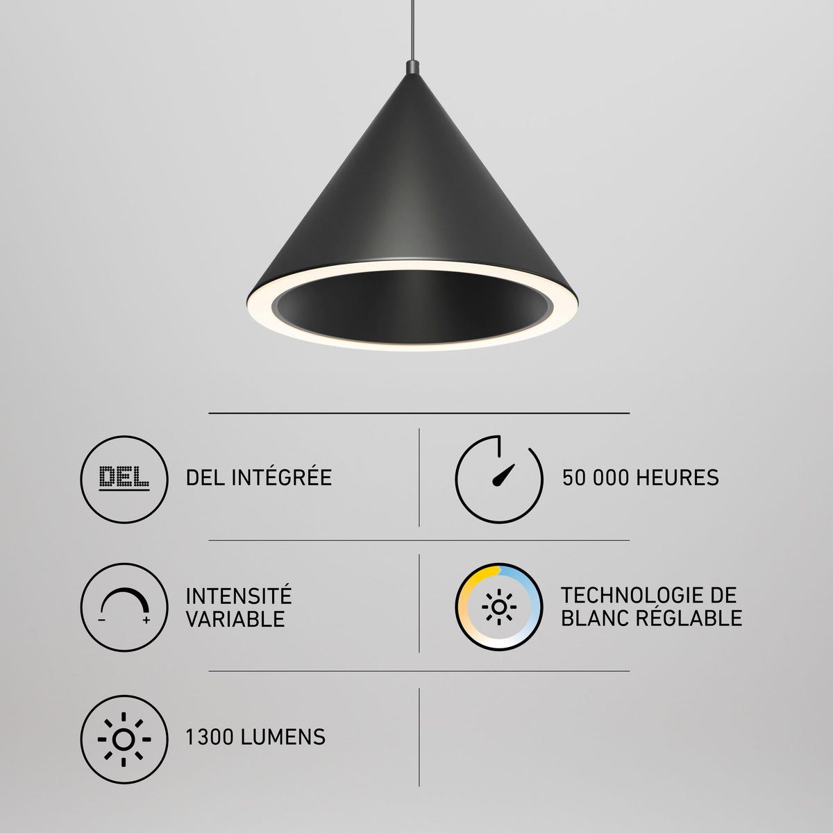 Artika Denali modern LED pendant light 3 CCT; 1300 lumens, dimmable, 50,000-hour life, adjustable white—ideal for kitchen islands.