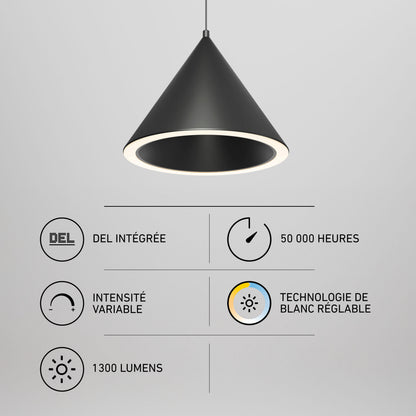 Artika Denali modern LED pendant light 3 CCT; 1300 lumens, dimmable, 50,000-hour life, adjustable white—ideal for kitchen islands.