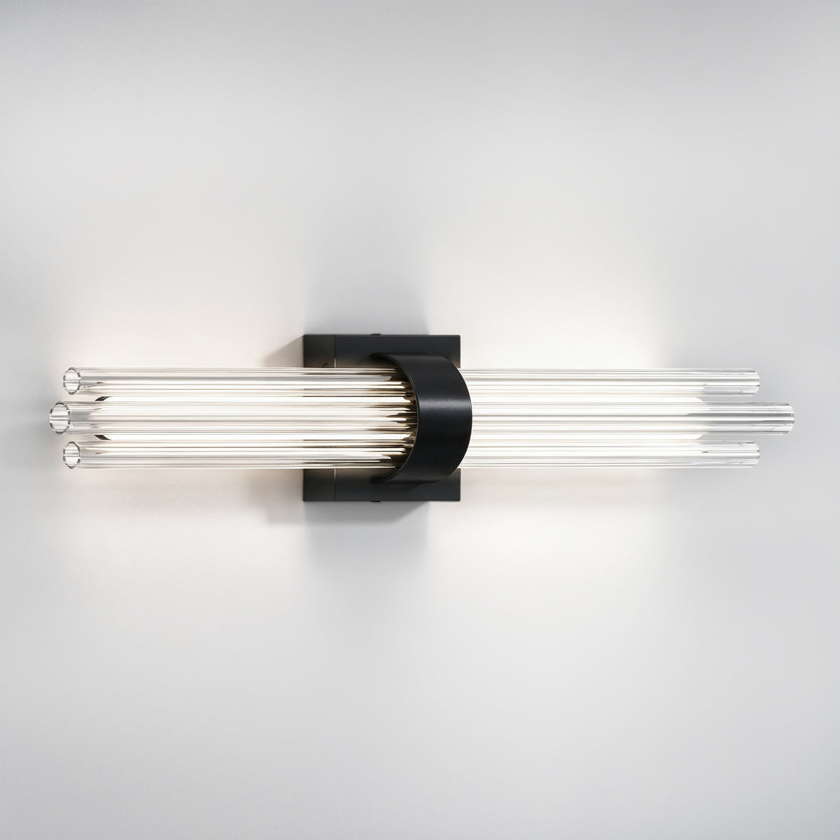 Artika Dorado 27 in. LED wall vanity, dimmable, black mount, glass rods—ideal as a modern bathroom sconce with 5CCT.