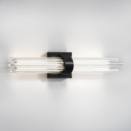 Artika Dorado 27 in. LED wall vanity, dimmable, black mount, glass rods—ideal as a modern bathroom sconce with 5CCT.