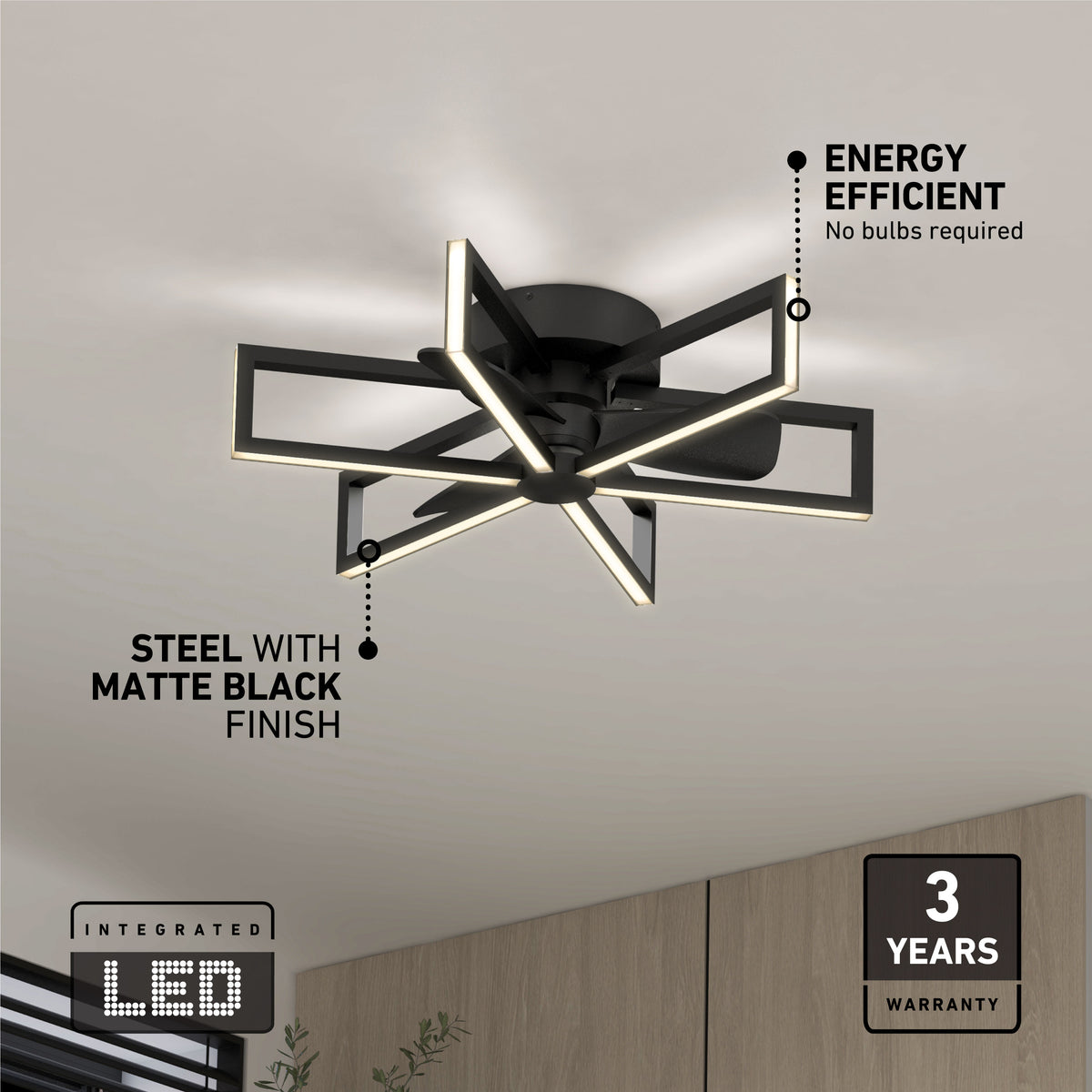 Swirl 67 cm (26 in.) LED moderno fandelier ventilador de techo con luz - control remoto incluido
