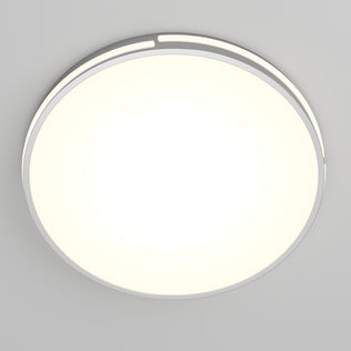 The Artika Delray 15.7 in. LED modern flush mount light features a slim matte black rim, adjustable 5 CCT colour balance, and bright white glow, seamlessly mounted on a smooth grey ceiling.