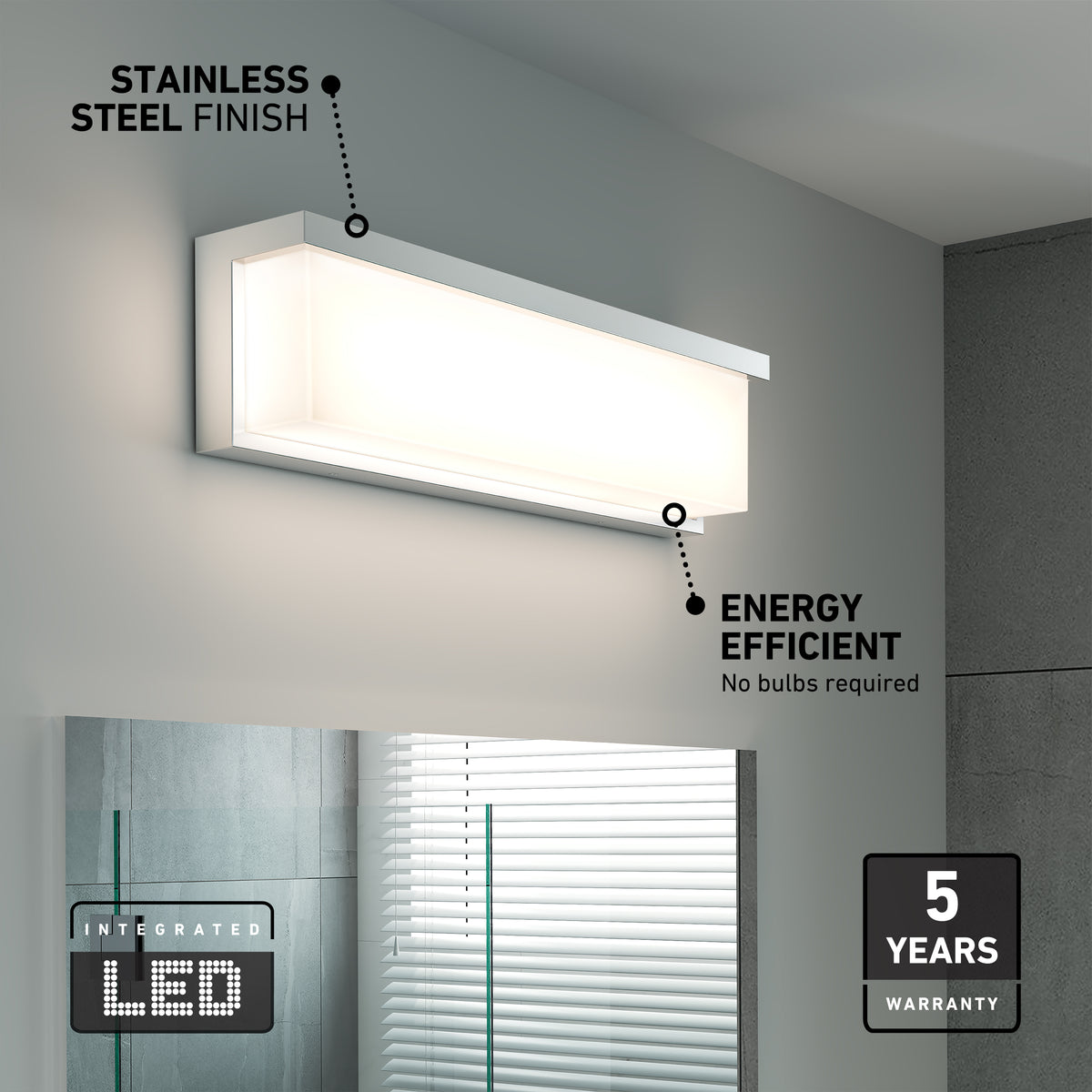 Bristol modern LED bathroom vanity light 3 CCT