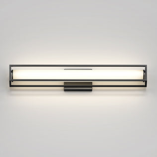 The Venicia LED Bathroom Vanity Light by Artika features a modern rectangular black metal frame and glowing white cylindrical bulb, providing stylish dimmable lighting perfect for any space.