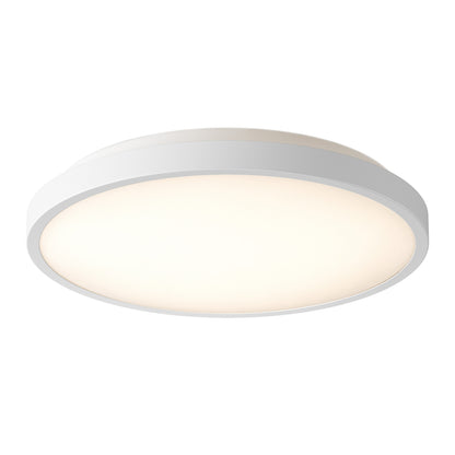 Artika Isara 12″ RGBIC LED Flush Mount: modern round white fixture with softly glowing frosted surface and interchangeable trim.