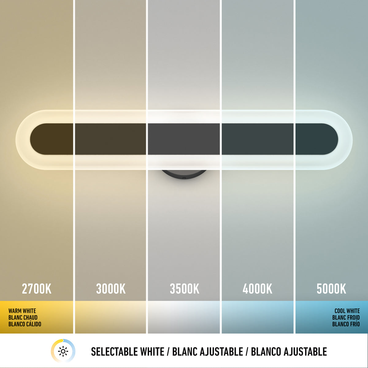 Pista 27-in (69 cm) Integrated LED 5-CCT Vanity Light Bar for Bathroom