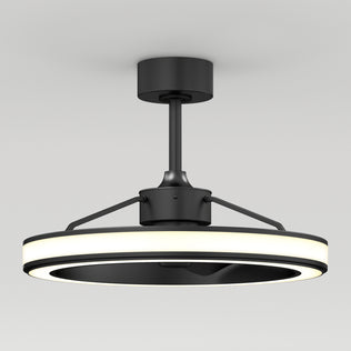 The Artika Edwin 23 in. LED fandelier features a modern black design, ring light, and remote control for convenience.
