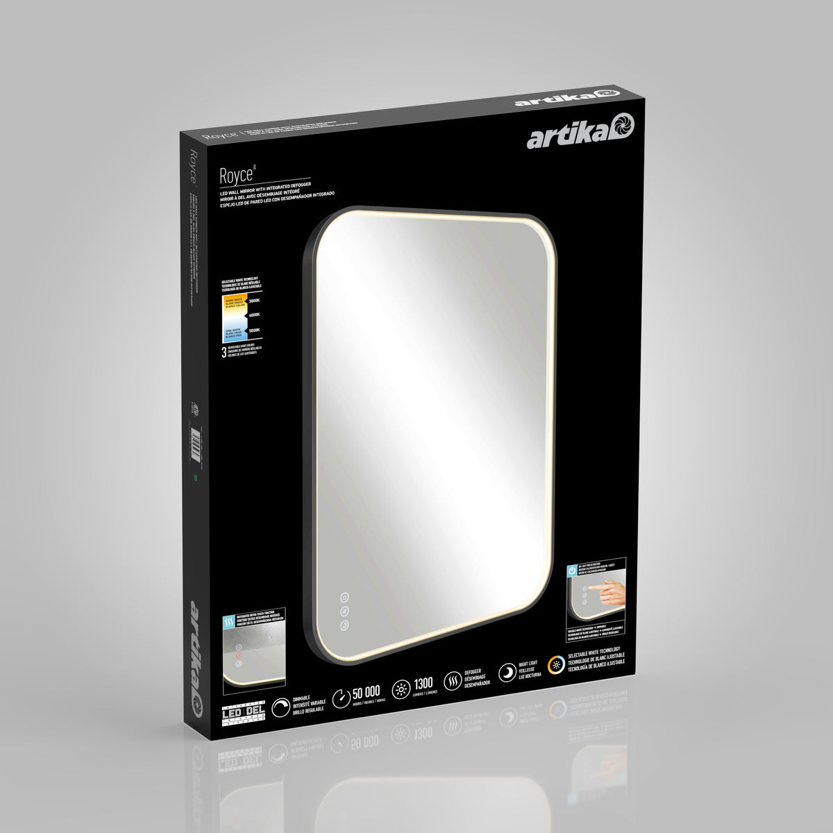 Royce 24 in. x 32 in. (61 x 81 cm) Dimmable Anti-Fog LED Mirror