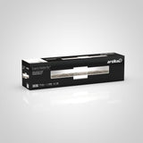 A black rectangular box with silver accents labeled Essence Bubble Bar by Artika, displaying a modern linear LED vanity light with a sparkling bubble design on a plain gray background.