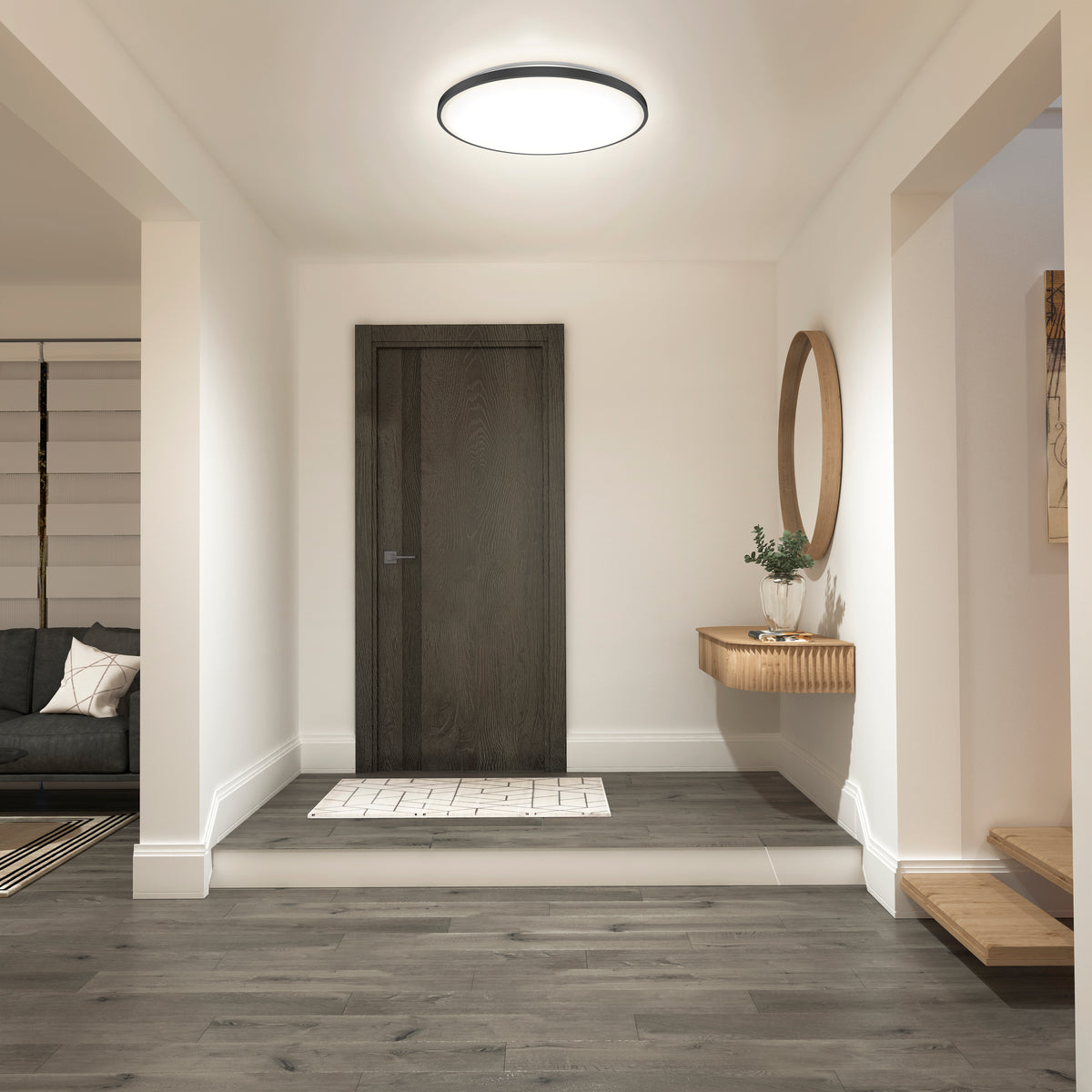Europa 21 in. LED modern flush mount light - with remote