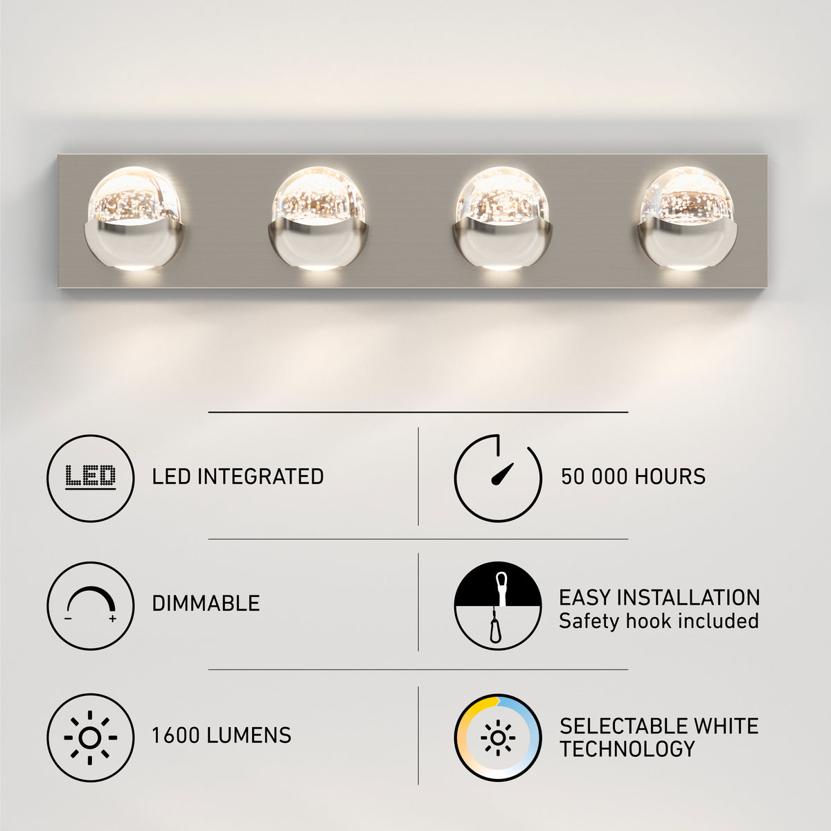 Oracle 4 light LED bathroom vanity light