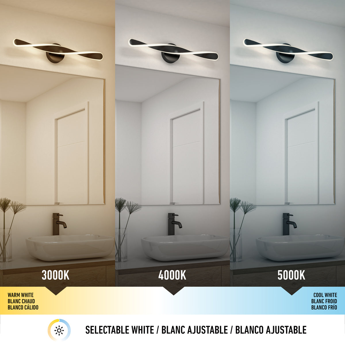 Finley 28 pulg (70 cm) luminario de baño LED integrado 3 TCL para baño
