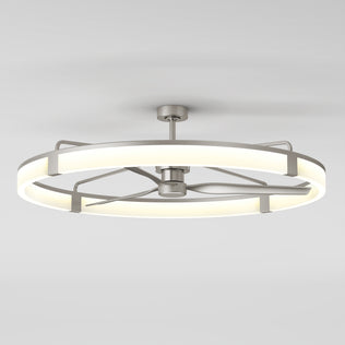 Artika Sunnyvale 52 in. LED modern ceiling fan with remote, featuring a metallic frame, mounted on a light gray ceiling.