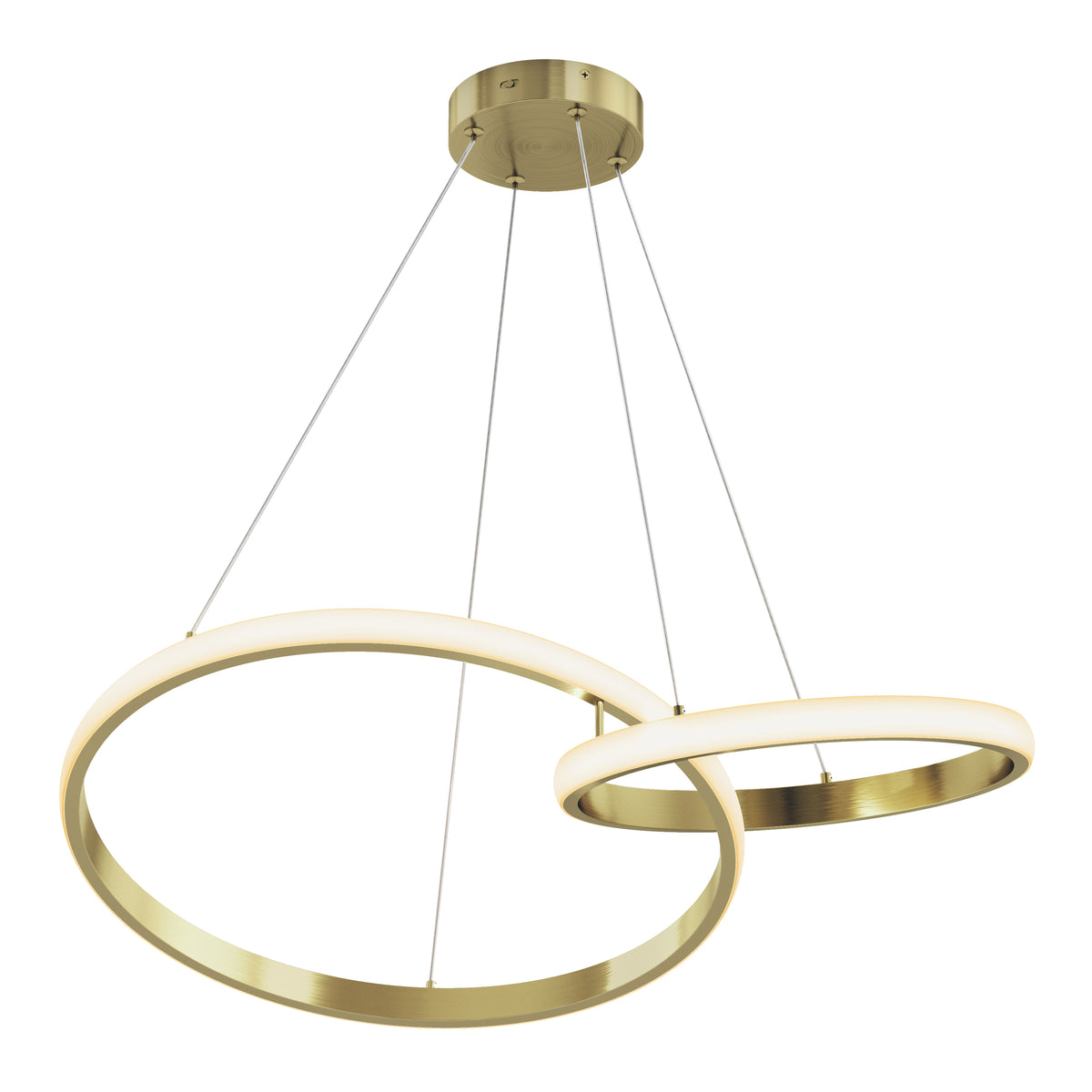 Artika’s Mora 28″ LED Pendant features two glowing rings and adjustable wires for a modern, dimmable lighting solution.