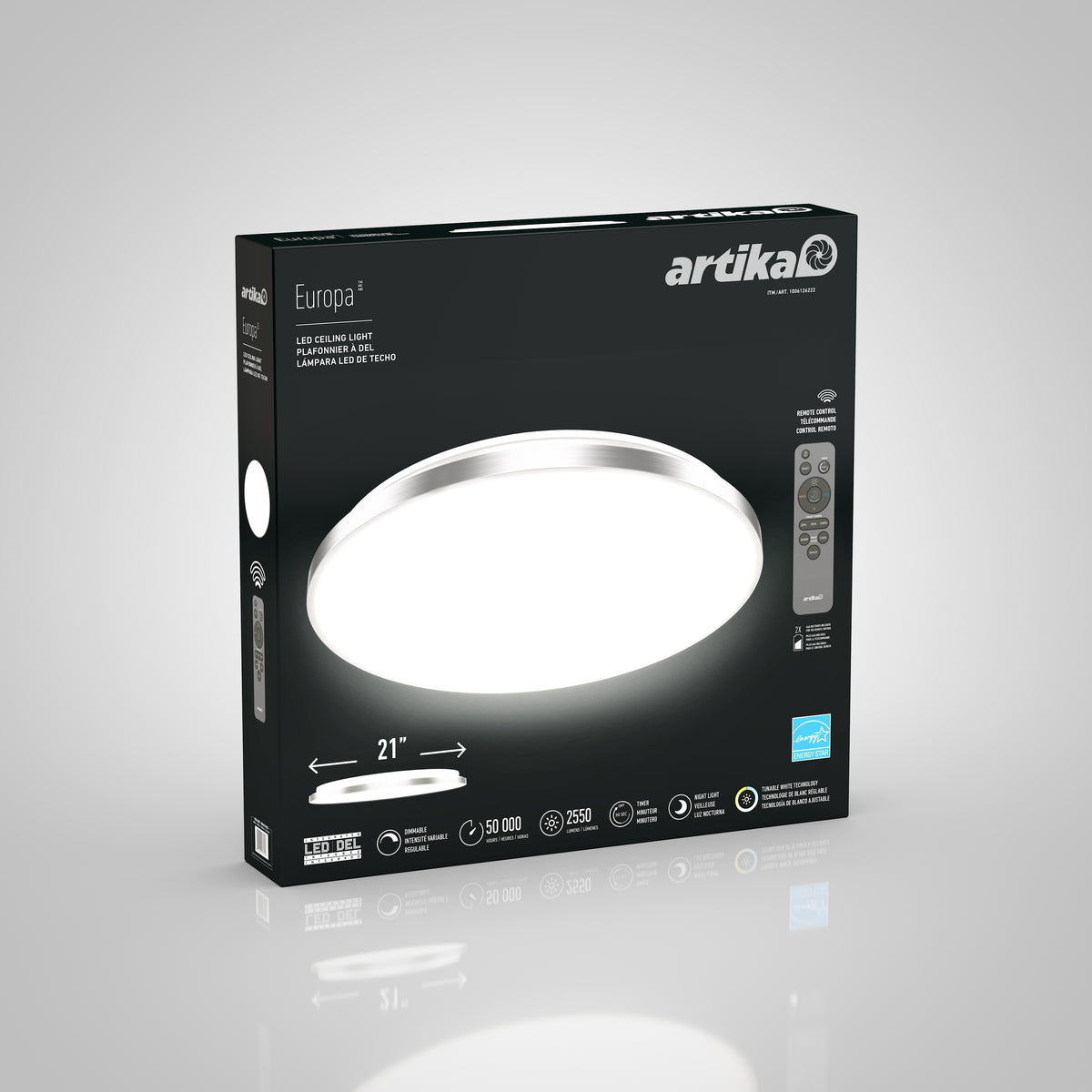 Europa 21 in. LED modern flush mount light - with remote
