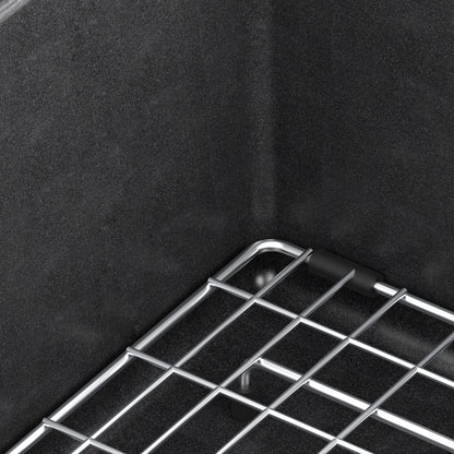 Artika Baycrest 33 in. Black Sink: Metal rack fits neatly into the corner of this textured single bowl kitchen sink.