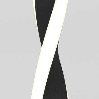 The Artika Finley modern LED pendant light 5 CCT features a black and white twisted, ribbon-like design resembling a helix or abstract sculpture, set against a light gray background.