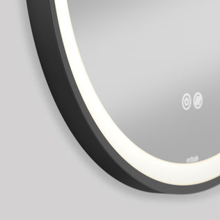 Artika Mateo 28-in. LED mirror features a black frame, 3 CCT options, touch controls, and built-in defogger.