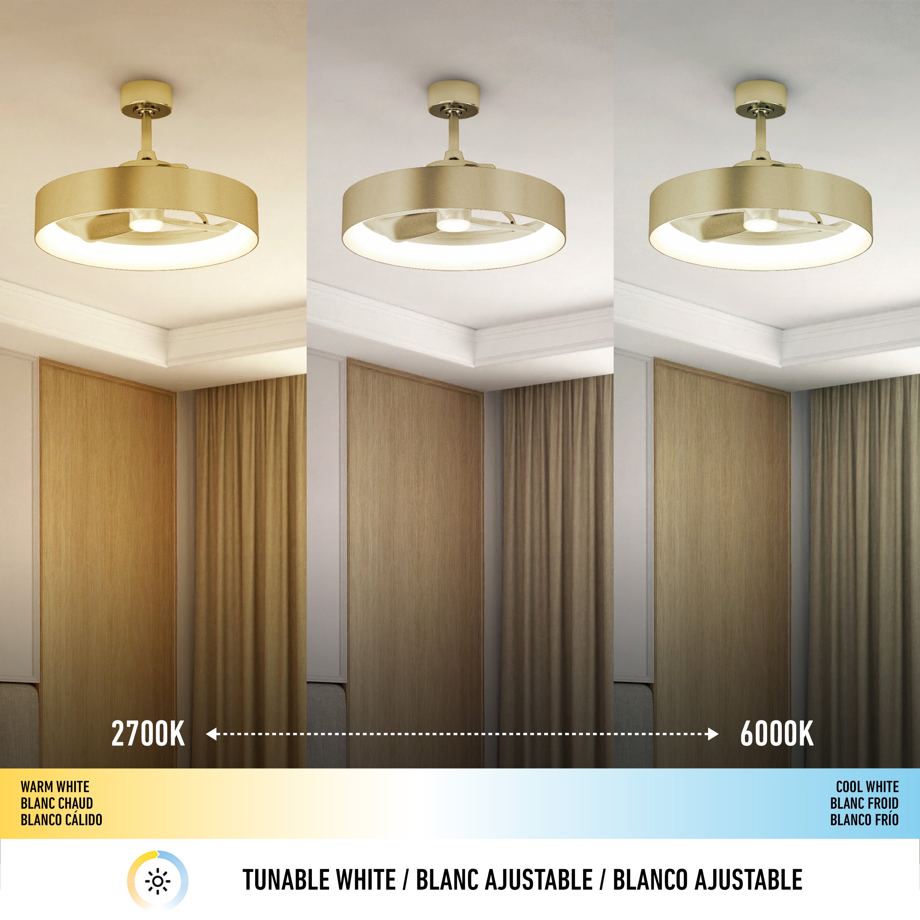 ARTIKA Austin シーリングファンライト Austin 23 in. LED modern ceiling fan in Gold | Artika
