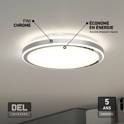 Artika Altitude 15 in. LED flush mount: modern, chrome, 5 CCTs, energy-saving, 5-year warranty.