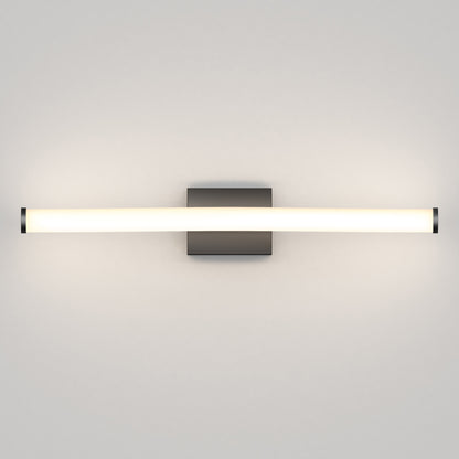 The Arc modern LED bathroom vanity light 5 CCT by Artika features a long frosted glass shade and square metallic base, offering soft, even illumination for any neutral wall.
