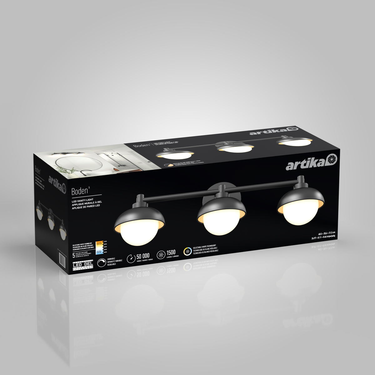 Boden LED mid-century bathroom vanity light 5 CCT