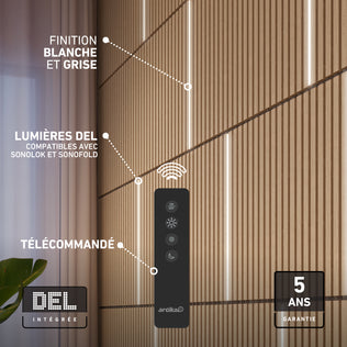 Artika Lumilok LED Wall Panel Light remote, white/gray, 5-year warranty, for Sonolok panels.