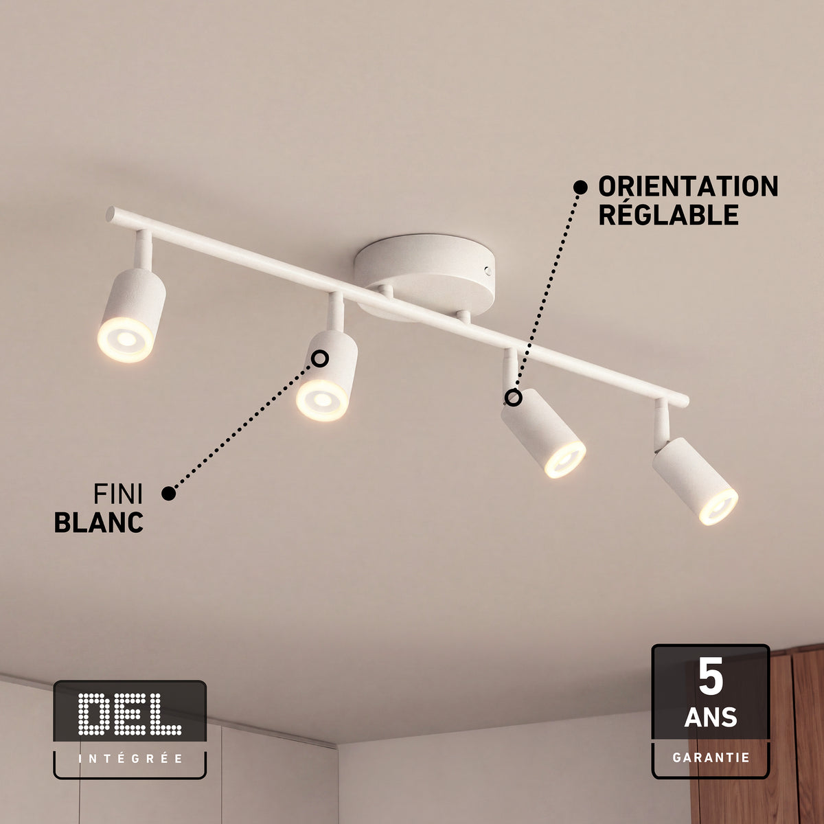 Artika Asher 32 in. 4-Light LED Track Light offers adjustable 3CCT settings and directional lighting for versatile illumination.