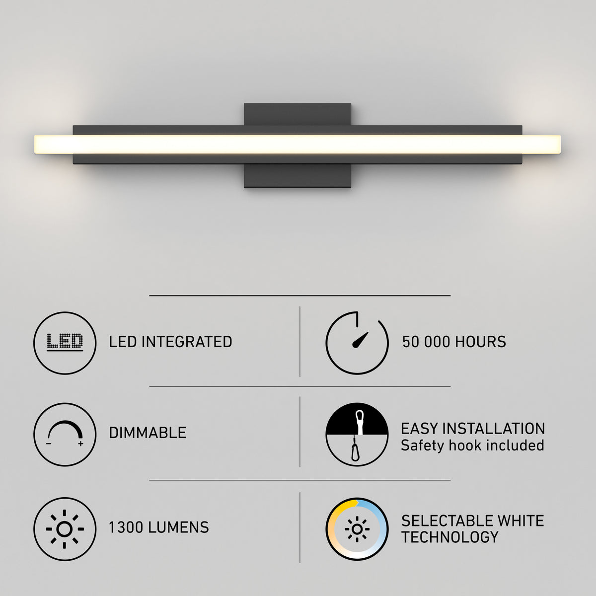 Ophelia 27-in (69 cm) Integrated LED 5-CCT Vanity Light Bar for Bathroom