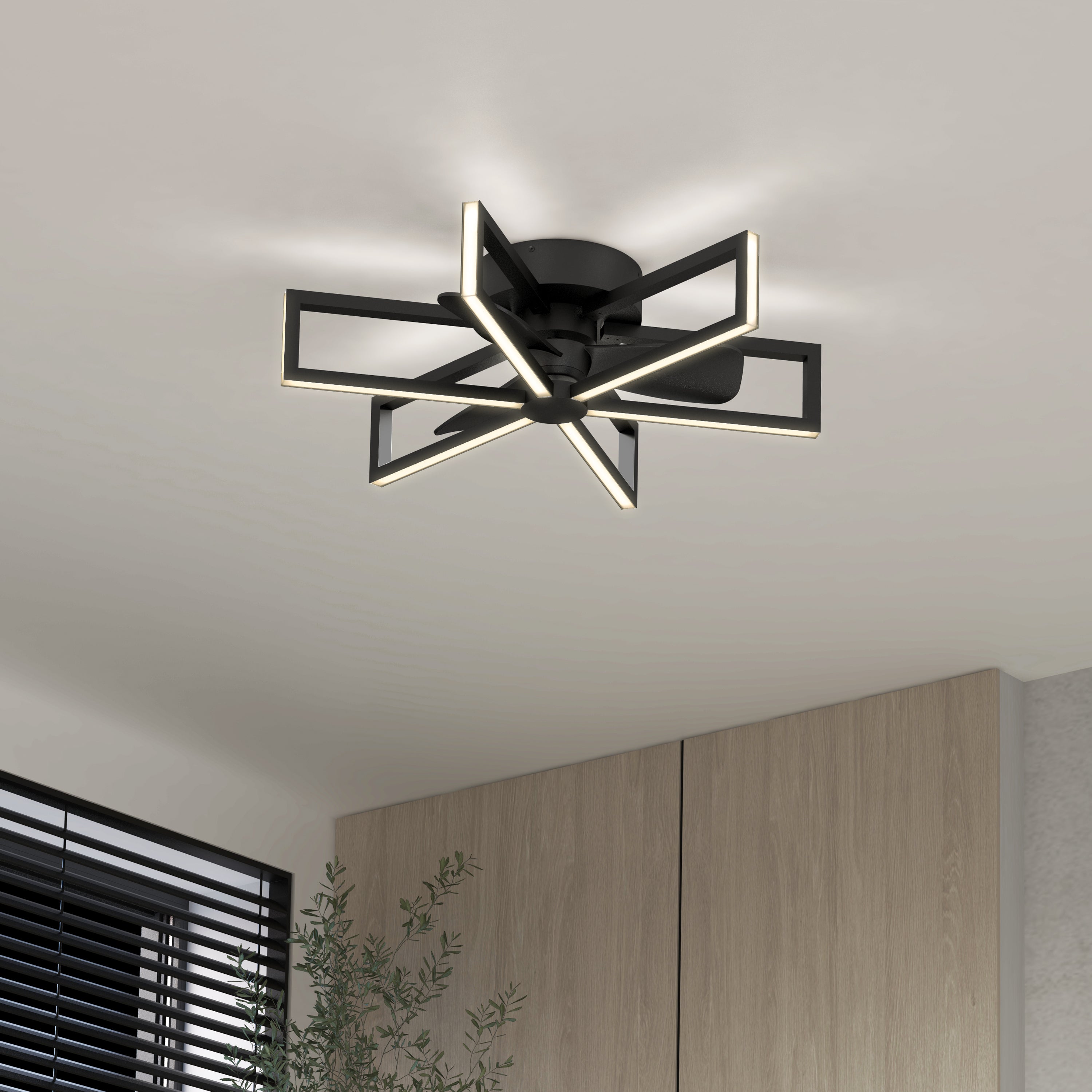 Swirl 26 in. LED ceiling fan 3 speeds w. in Matte Black | Artika