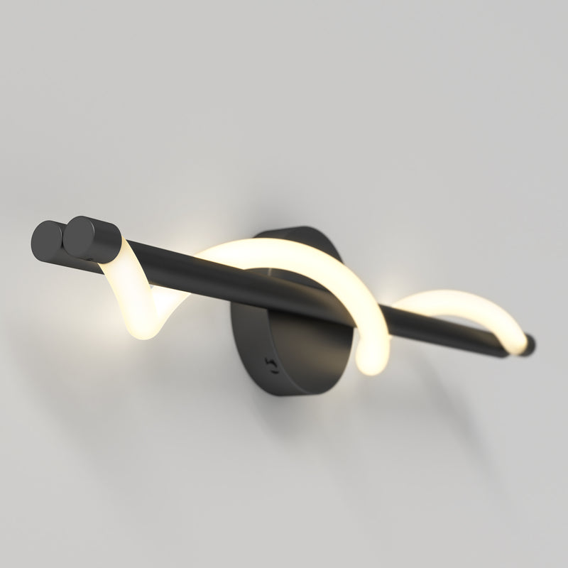 Artika Neon modern LED bathroom vanity light 5 CCT, adjustable white light, curved design on a light gray wall.
