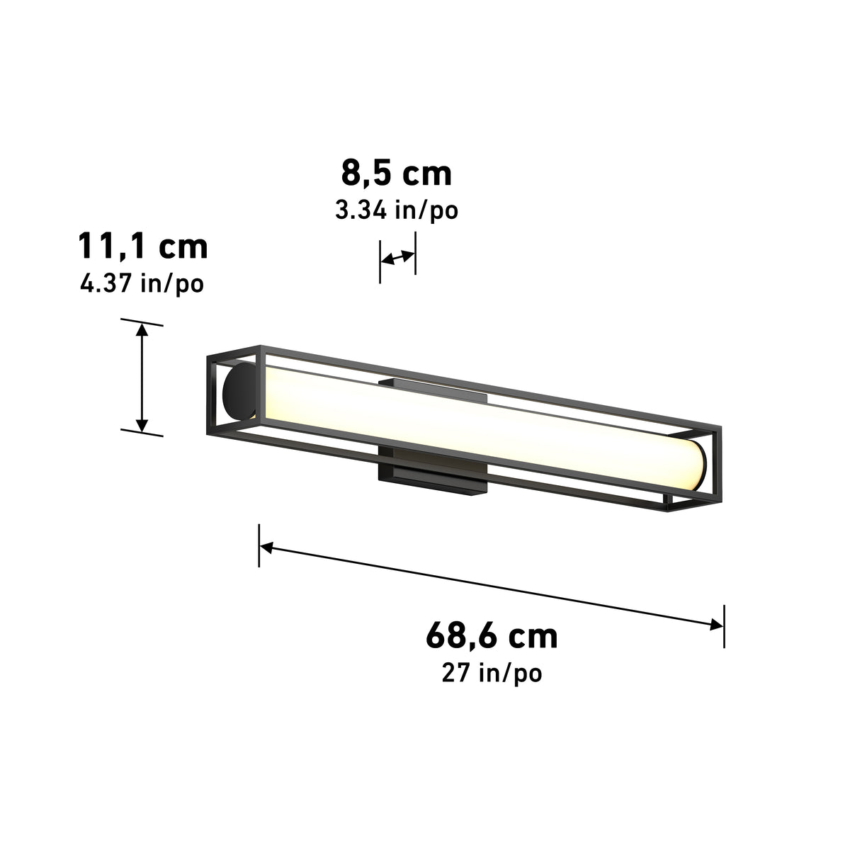 Venicia 27-in (69 cm) Integrated LED Vanity Light Bar for Bathroom