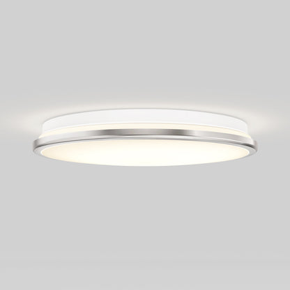 The Artika-CAN-dev Vera 13 in. LED modern flush mount light features a round matte black design with a white diffused cover and metallic trim, providing a soft, even glow—perfect for lighting modern living rooms.