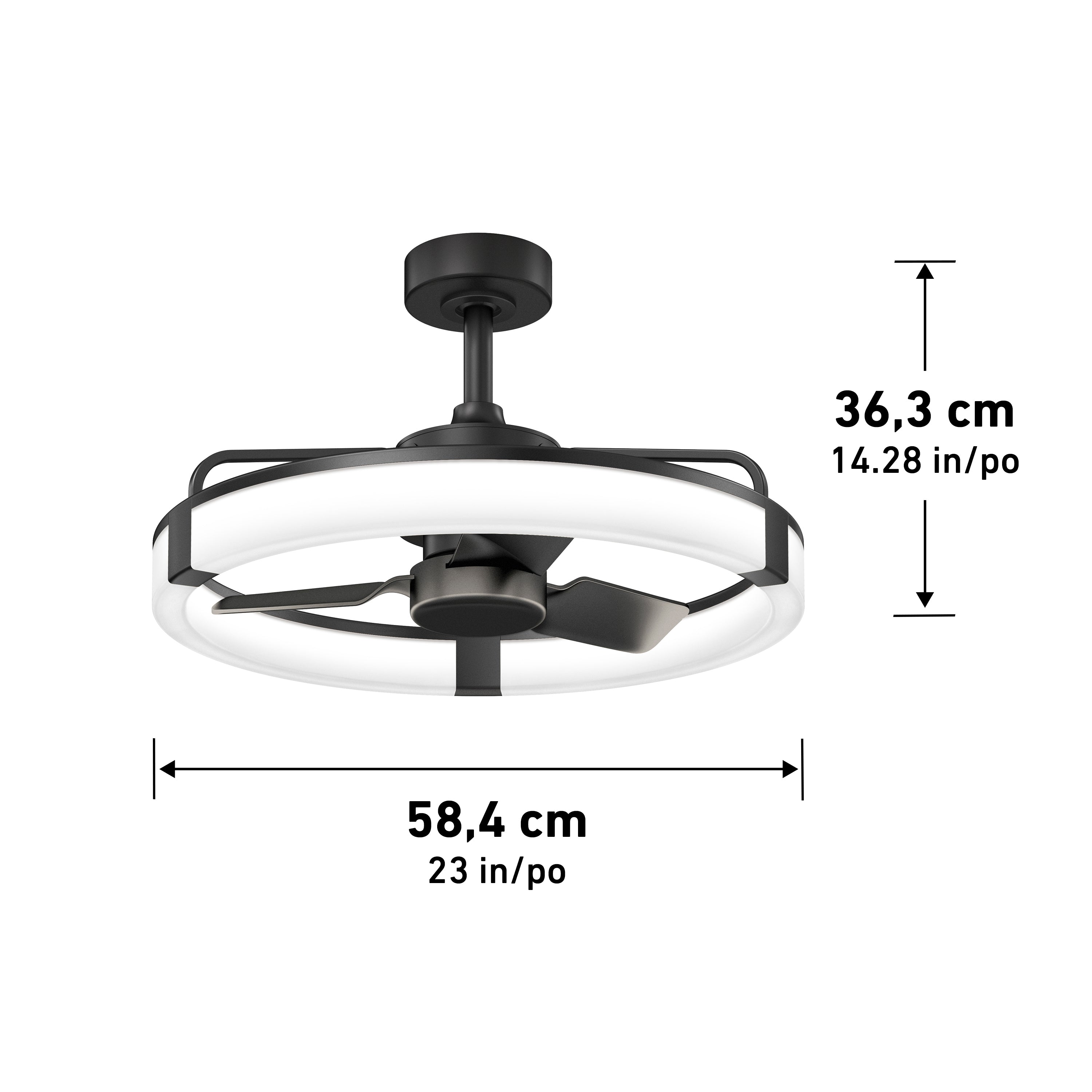 Sunnyvale 23 in. LED modern ceiling fan in Black | Artika