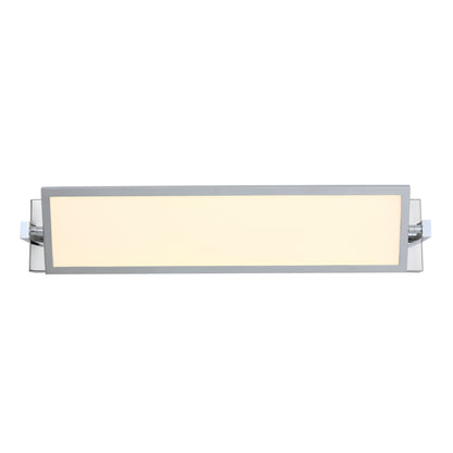 Artika Reflection Flat Panel LED bathroom vanity light featuring a frosted panel and chrome-finished side brackets, shown wall-mounted against a white background.
