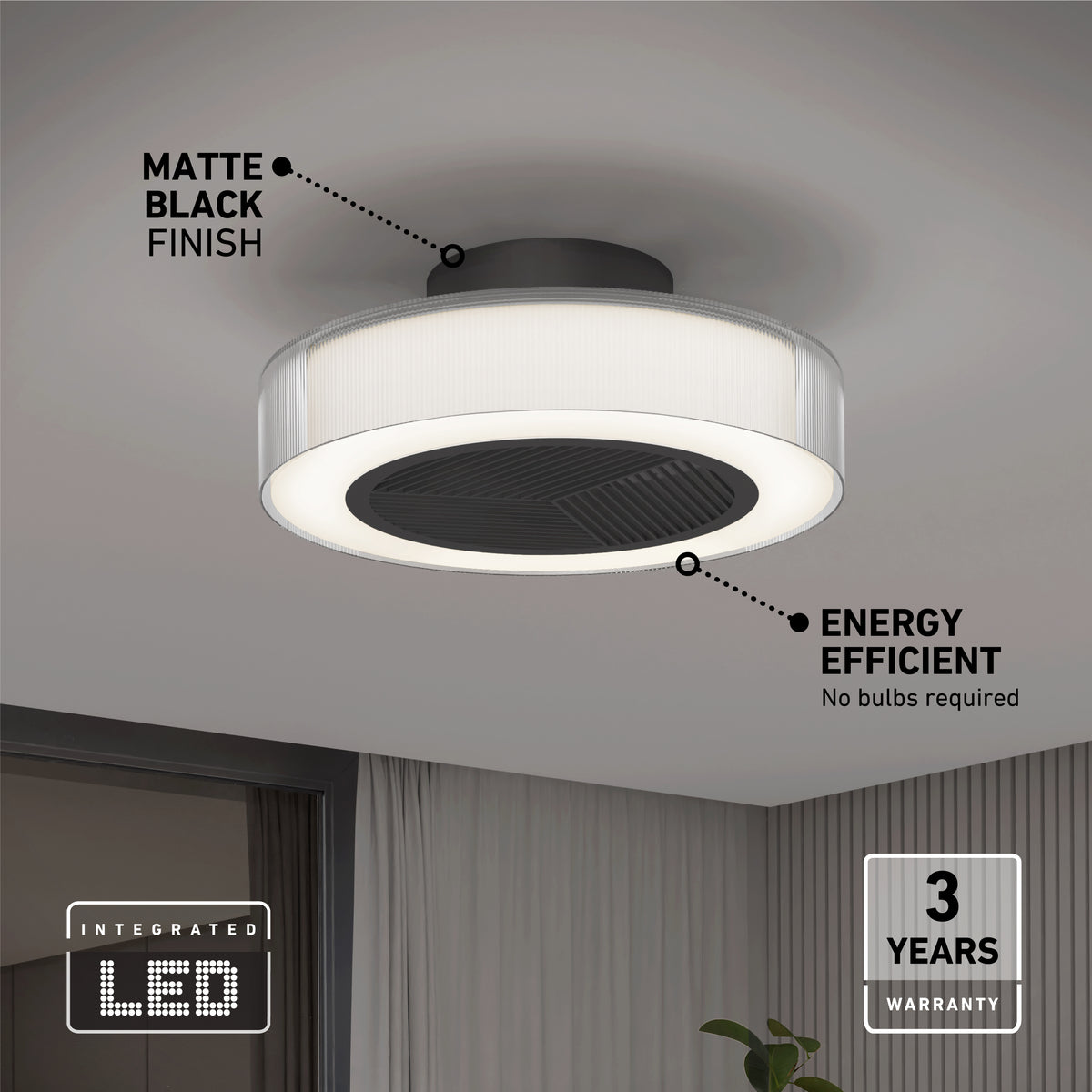 Groove 20 in. (51 cm) LED modern fandelier ceiling fan with light - includes remote