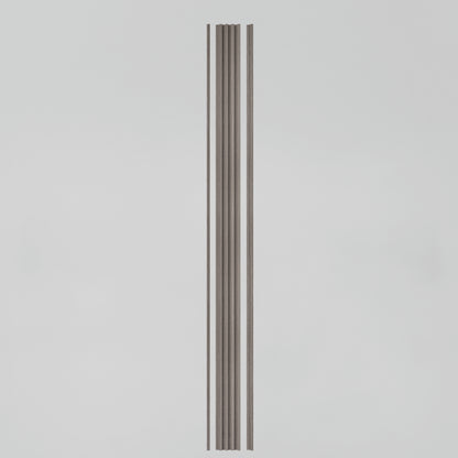 A long, vertical panel with alternating narrow and wide dark gray stripes on a light background, centered against a plain white backdrop.