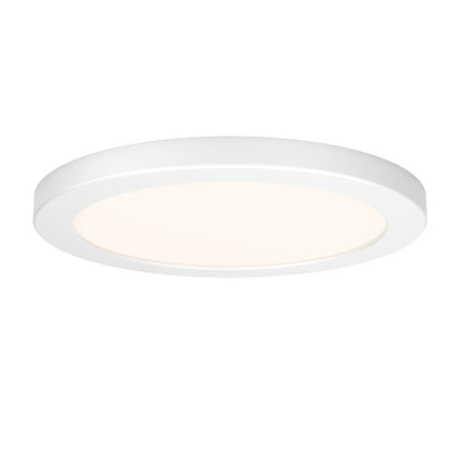 The Artika Europa Disk 9 in. LED modern flush mount light features a round, white design with a frosted diffuser and 3 CCT options, delivering a soft, even glow in a sleek, minimalistic style.