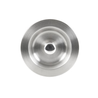 A top view of the Artika Newport single bowl 31 in. stainless steel workstation sink lid, featuring a central knob handle, shown against a white background.