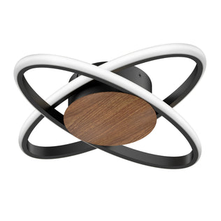 Artika Atomic 15" modern LED ceiling light features intersecting black & white rings, wood disc, and 5 adjustable CCTs.