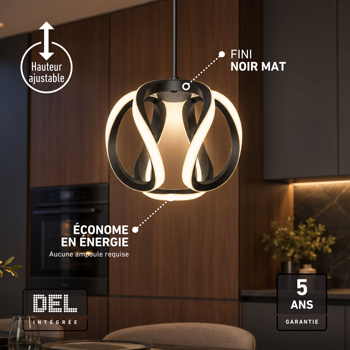Artika Vivaldi LED pendant, 3 CCT selectable, ribbon-style design, French inspiration, and 5-year warranty.