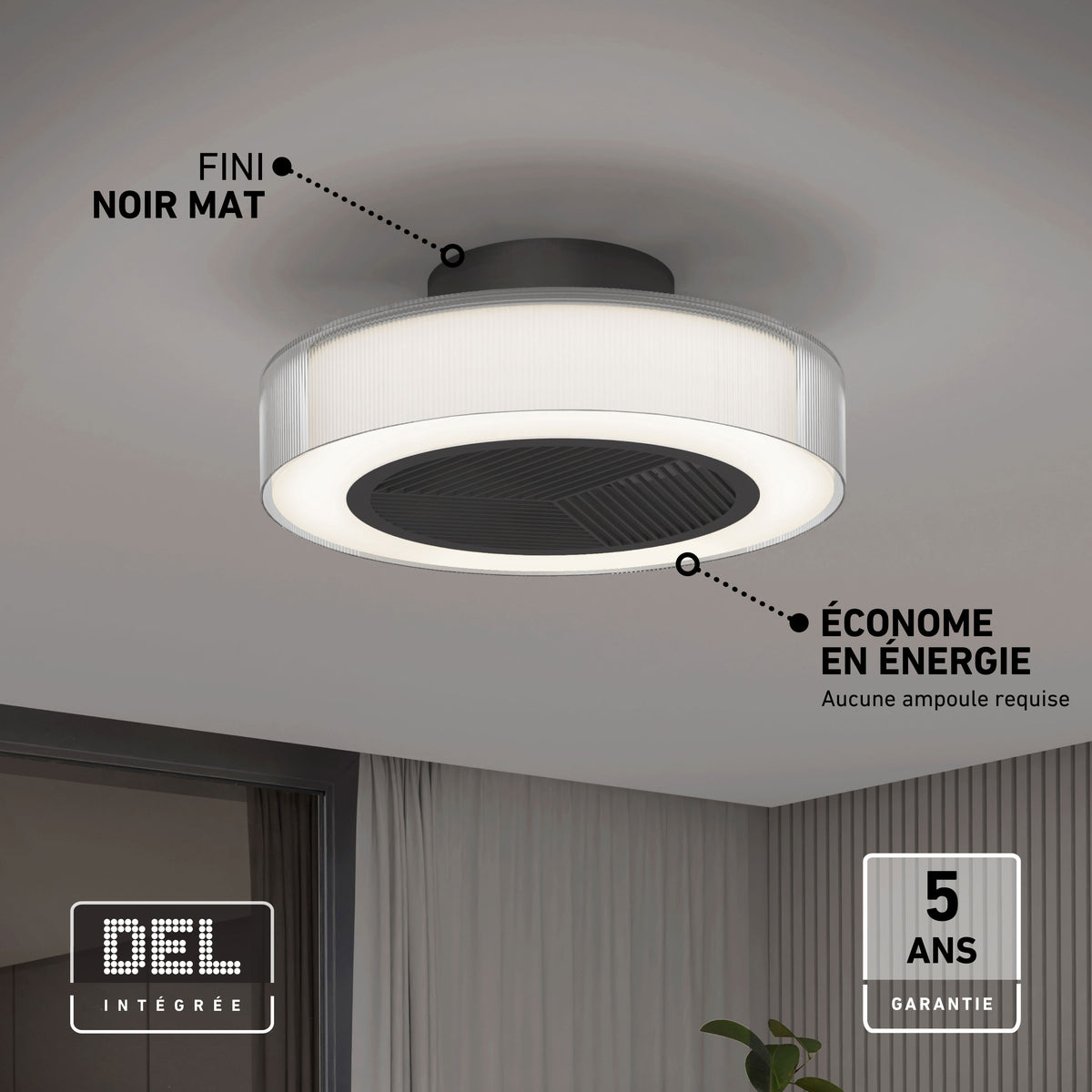Artika Groove 20″ LED fandelier ceiling fan with remote—modern style, energy-saving, 5-year French warranty.